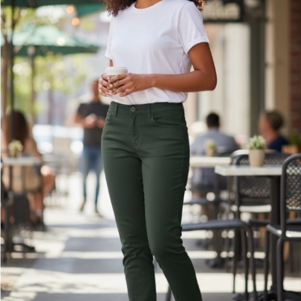NWT LOFT Dark Green Straight Leg Pants - Picture 2 of 3